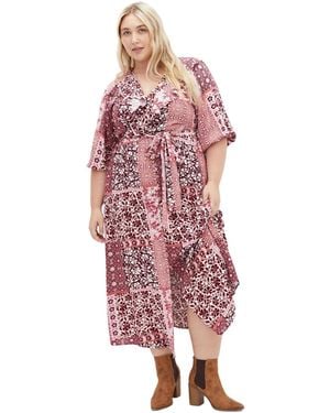 City Chic Plus Size Dahlia Short-sleeve Maxi Dress - Red