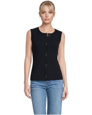 Lands' End Ribbed Button Tank - Black