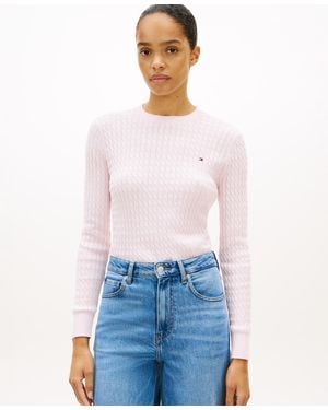 Tommy Hilfiger Fine Gauge Cable Crewneck Top - White