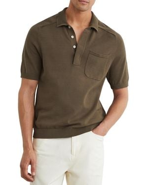Reiss Selkirk Cotton Knit Concealed-placket Polo Shirt - Brown
