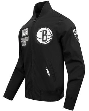 Pro Standard Brooklyn Nets Area Code Twill Full-zip Jacket - Black