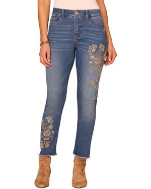 Democracy Absolution High-rise Floral-embroidered Ankle Skimmer Jeans - Blue