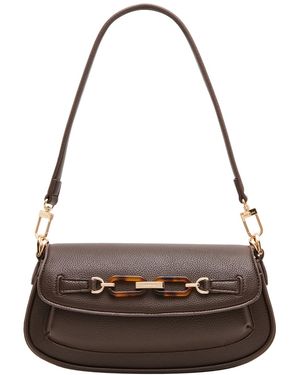 Anne Klein Convertible Flap Small Shoulder Handbag - Metallic