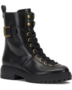 Vince Camuto Becinda Lace-up Combat Booties - Black
