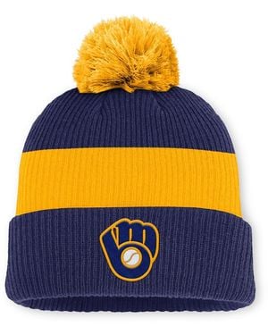 Nike Blue/gold Milwaukee Brewers Cooperstown Collection Peak Standard Cuffed Pom