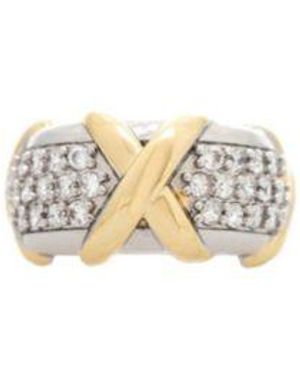 Rivka Friedman Mixed Metal Cz Criss Cross Ring - White