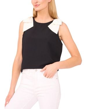 Cece V-neck Contrast-bow Sleeveless Top - Black