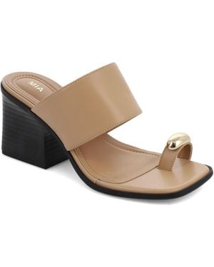 MIA Fawn Block Heel Slip-on Dress Sandals - White