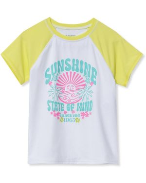Lands' End Girls Short Sleeve Crew Neck Swim Rash Guard - White
