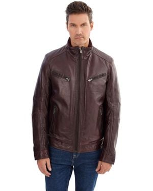 Regency Leathers Gunnar Leather Biker Jacket - Brown