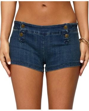 Edikted Sashe Stretchy Denim Shorts - Blue