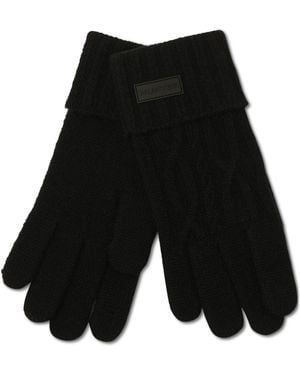 HUNTER Cuffed Cable-knit Gloves - Black