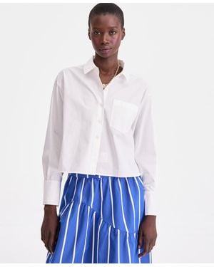 On 34th Cotton Cropped Poplin Shirt - White