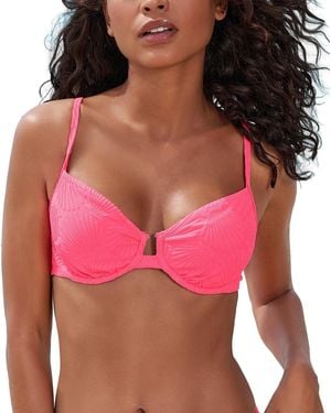 Lascana Shell Pattern Underwire Bikini Swimsuit Top Bra Sizing - Red