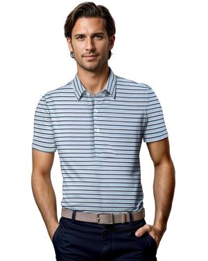 Scott Barber Cotton/lyocell Stripe Polo - Blue