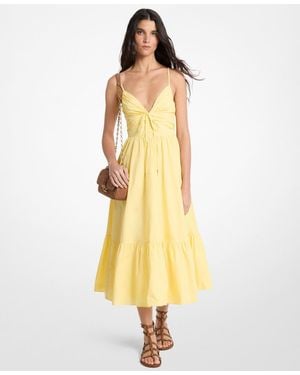MICHAEL Michael Kors Mk Cotton Poplin Midi Dress - Yellow