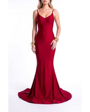 Jessica Angel Open Back Pleated Sweetheart Mermaid Gown - Red