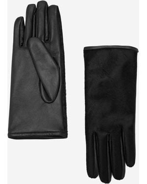 Mango Leather And Fur-effect Gloves - Black