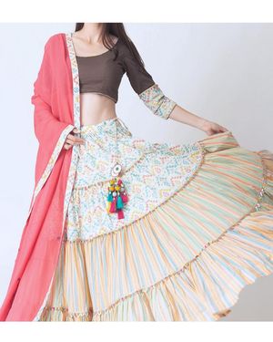 Ras Multi Color Tiered Chaniya Choli - Pink