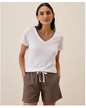 Pact Organic Cotton Featherweight Slub V-neck Tee - White