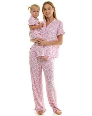 Sincerely Jules Mommy Me Notch Collar Shirt Pants 2 Piece Set - Red