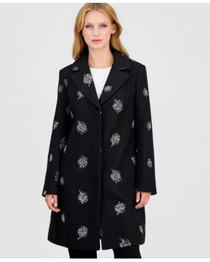 Cece Boucle-sequin Mid-length Coat - Black