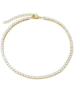 Adornia Crystal Tennis Chain Anklet - Natural
