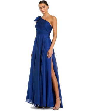 Mac Duggal Pleated One Shoulder Chiffon Gown in Blue | Lyst