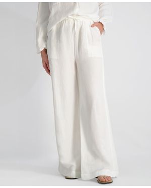 French Connection Cooper Linen-blend Wide-leg Pants - White