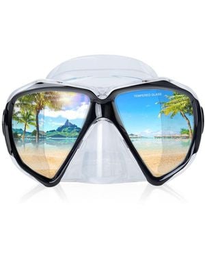 Gnuadz Snorkel Mask Panoramic Hd Anti-fog Tempered Glass - Blue