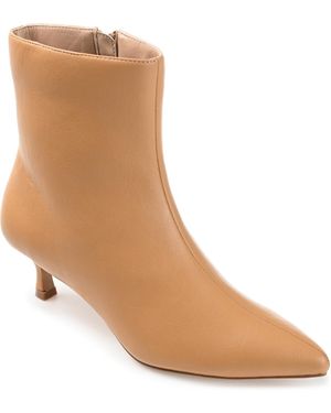 Journee Collection Arely Kitten Heel Pointed Toe Dress Booties - Brown
