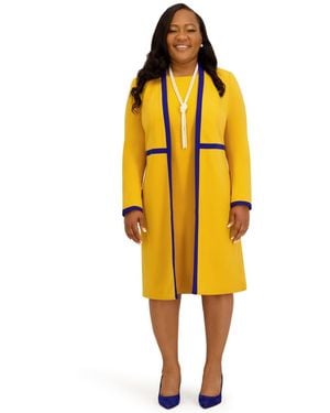 Kasper Framed Waist Seam Open Topper Jacket - Yellow