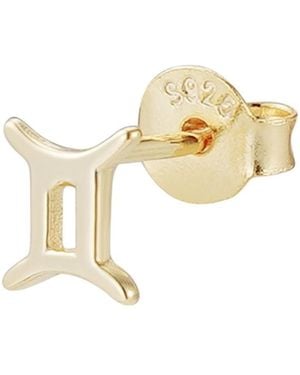 Adornia Fine 14k Gold Vermeil .925 Sterling Silver Single Zodiac Sign Stud Earring - Metallic