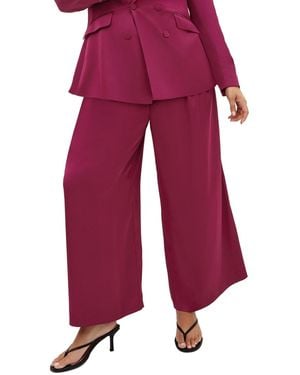 City Chic Rylie Satin Palazzo Pant - Red