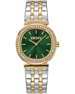 DKNY Green Dial Crystal Bezel Two-tone Gold Stainless Steel Bracelet Watch