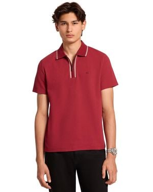 Michael Kors Bubble Knit Tipped Regular-fit Polo Shirt - Red