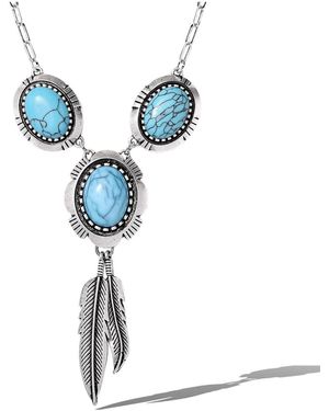 Jessica Simpson & Feather Pendant Necklace - Blue