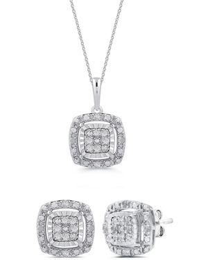 Marsala 2-piece Diamond Earrings And Pendant Necklace Set (1/4 Ct. T.w. - White