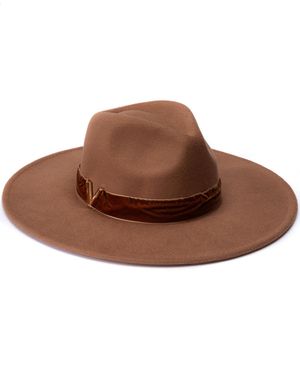 Vince Camuto Oversized Brim Felt Panama Hat - Brown