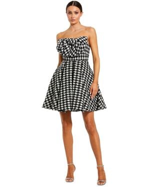 Mac Duggal Boucle Strapless Mini Dress With Bow - White