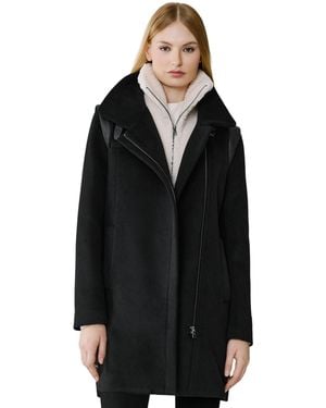 SOIA & KYO Kiana Wool-blend Notched-collar Zipper Coat - Black