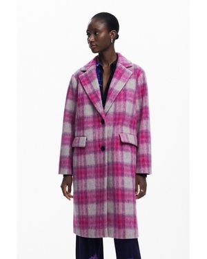 Desigual Tartan Coat - Purple