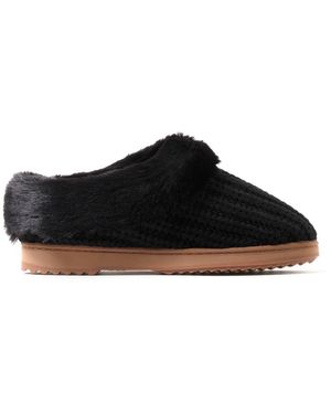 Dearfoams Hannah Festive Knit Clog Slippers - Black