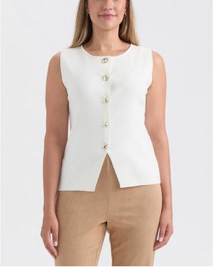 Ellen Tracy Crew Neck Sweater - White