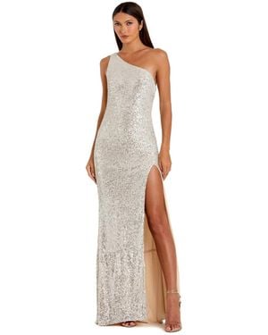 Mac Duggal Ieena Sequined One Shoulder Cut Out Gown - White
