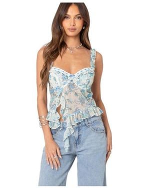 Edikted Cascade Ruffled Bra Top - Blue