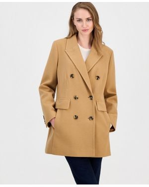 Anne Klein Double-breasted Peacoat - Natural