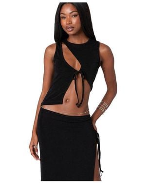 Edikted Goldie Asymmetric Cut Out Top - Black