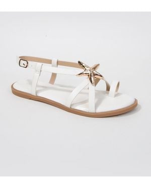 BERNESS Kiana Starfish Accent Flat Sandals - White