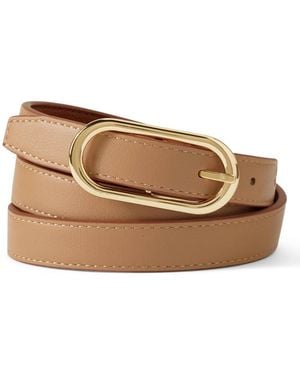 Lands' End Faux Leather Skinny Reversible Belt - Natural